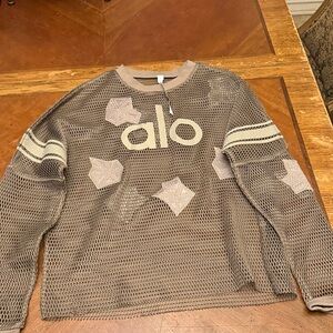 ALO Yoga Men's Tan Mesh Crewneck Sweater